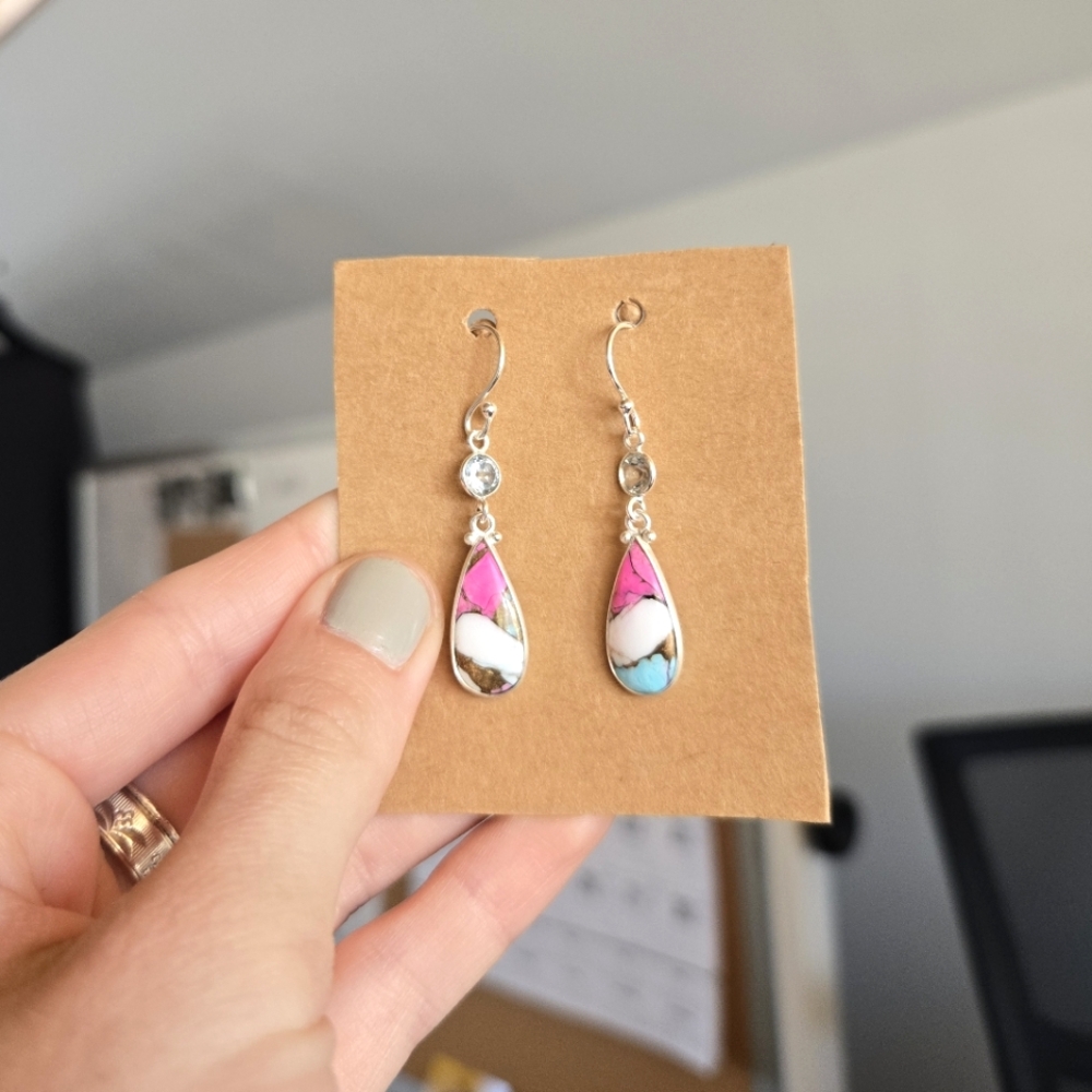 Cotton Candy Turquoise Sterling Earrings